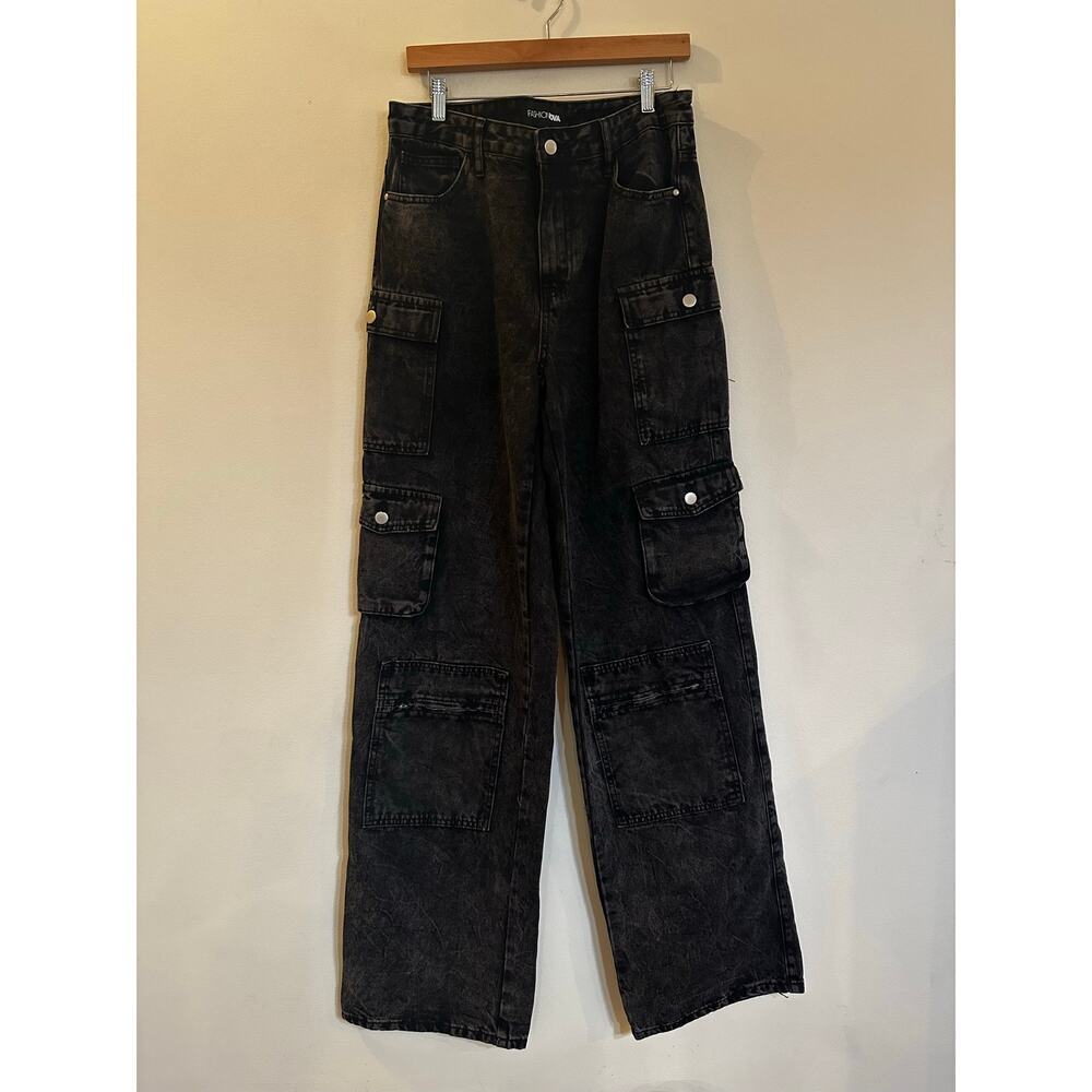 Fashion Nova Black Cargo Jeans sz 11